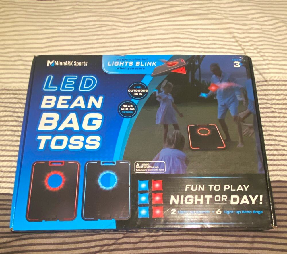 MinnARK Sports LED Bean Bag Toss Set w/ 6 Light-Up Bags Blue/Red/Black